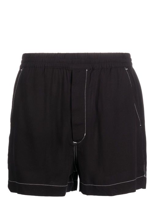 Contrast-stitch elasticated-waist shorts - Black