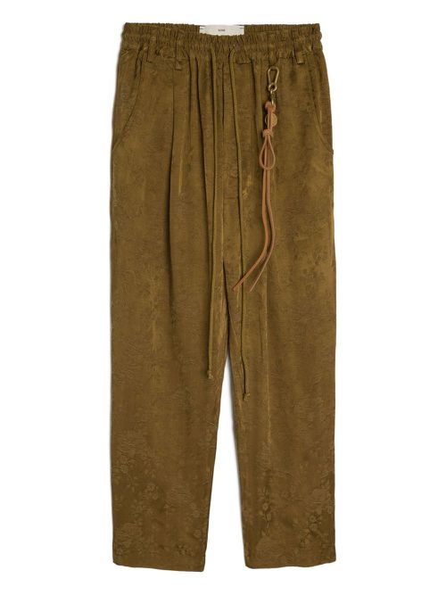 Floral-patterned drawstring trousers - Brown
