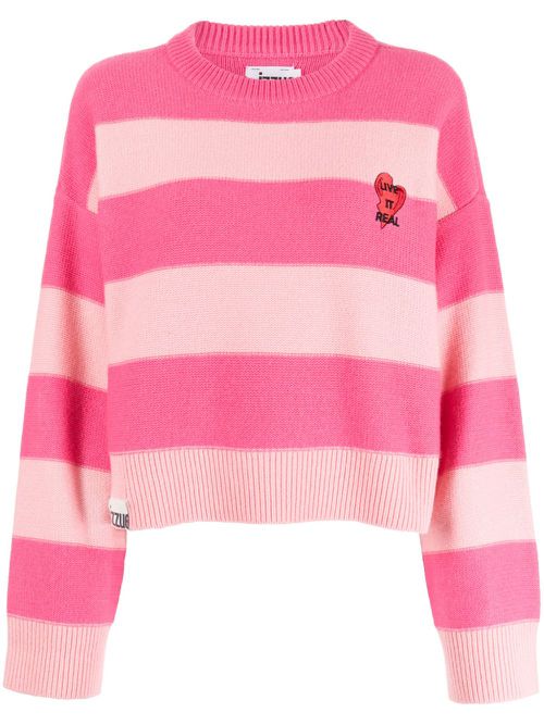 Heart-patch wool-blend jumper - Pink