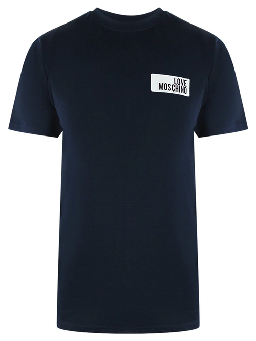 Love Moschino Block Logo Navy Blue T-Shirt - Black