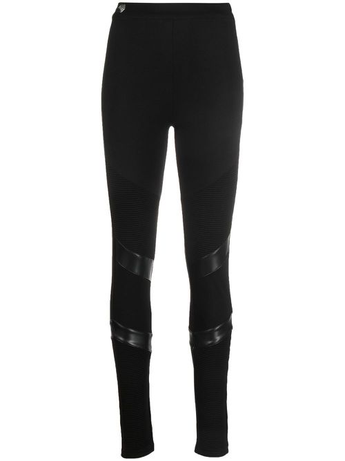 Super high-waisted denim-leggings - Black