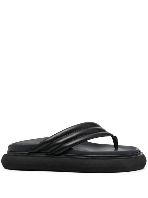 Chunky-sole leather flip flops - Black