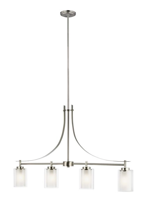 Brushed Nickel Four Light Island Pendant from the Elmwood Park Collection