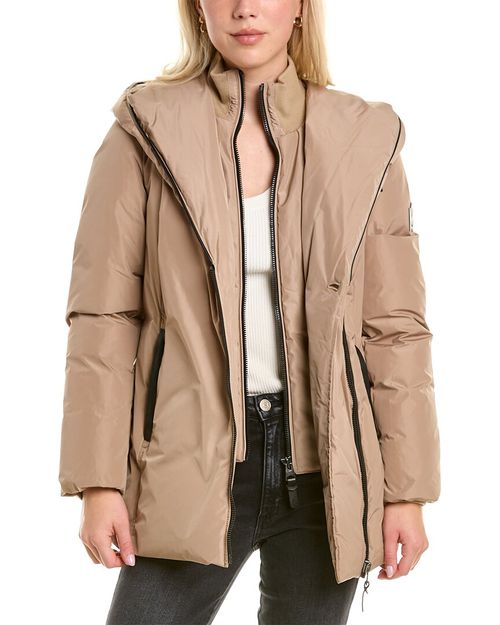 Adali Leather-Trim Down Coat