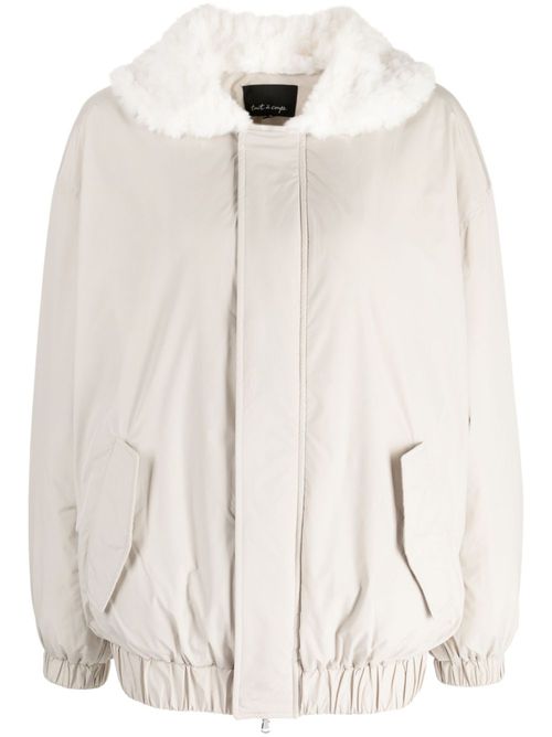 Faux shearling-trim jacket - Neutrals