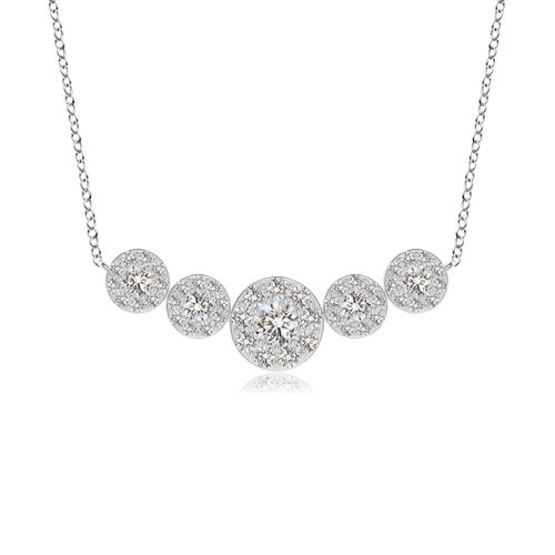 Angara 0.39 Carat Graduated Five Stone Diamond Halo Necklace in 18K White Gold