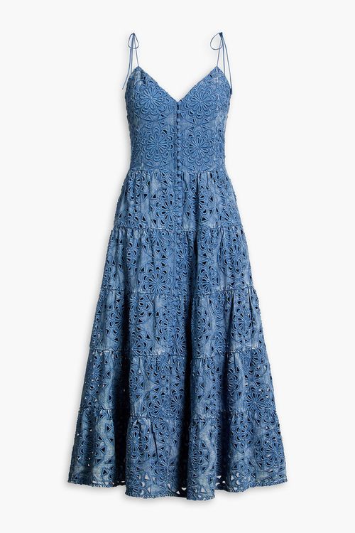 Alice Olivia - Shanti denim midi shirt dress - Blue - US 8