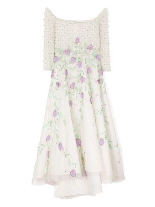 Off-shoulder tulle dress - White