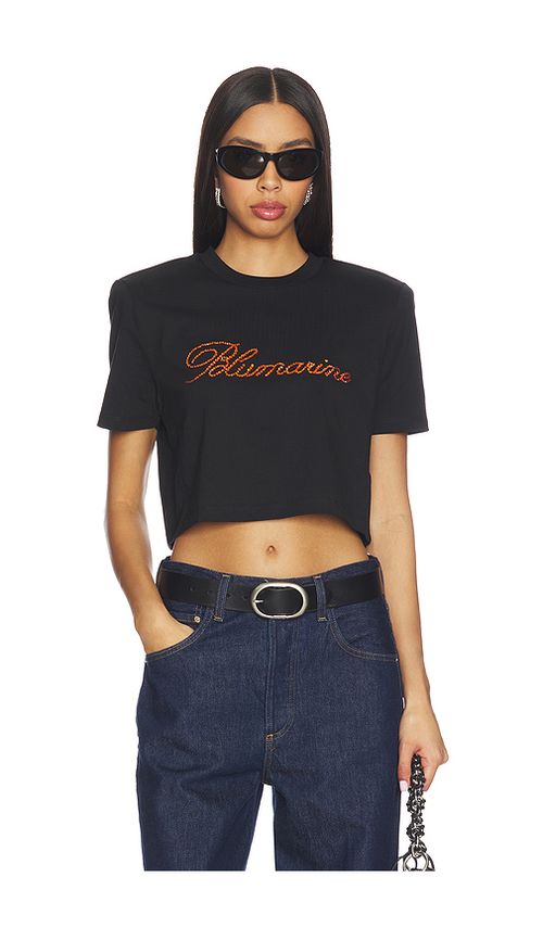 Blumarine Logo T Shirt in Black & Flame Orange. M also in L