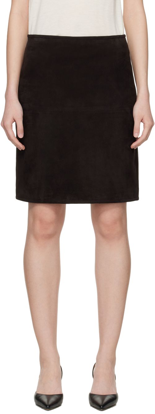 Brown Engel Suede Pencil Midi Skirt