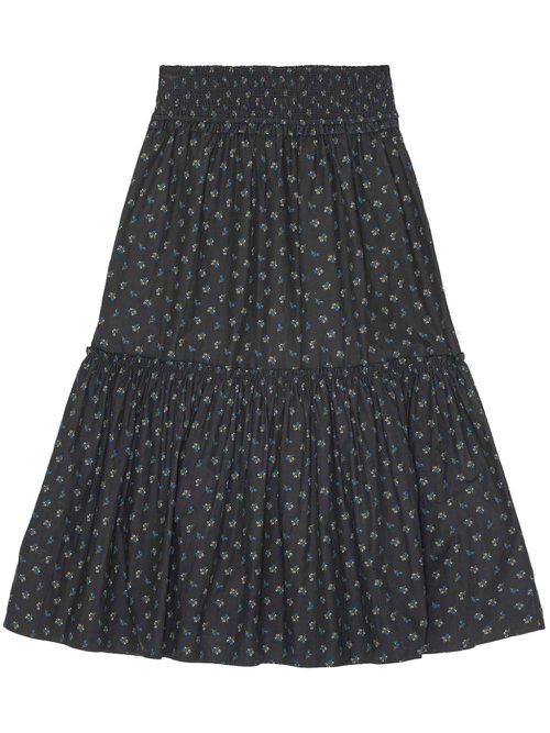Floral-print smock maxi skirt - Black