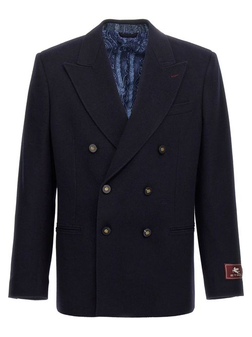 Double-Breasted Cashmere Blazer — Navy