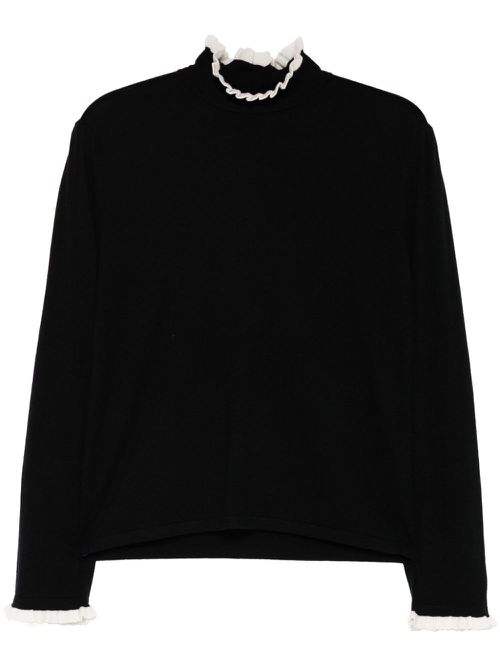 Pleat detailing knit top - Black