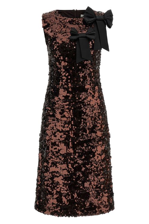 'Velvet Sequins Straight Midi' Dress