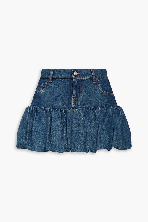 Gathered denim mini skirt - Blue - FR 38