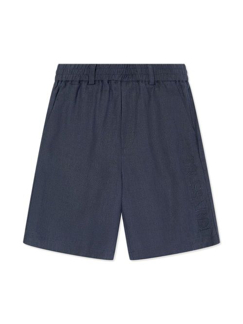 Linen elasticated-waist shorts - Blue