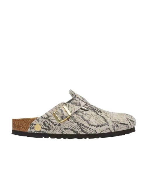 Boston snake-print clogs