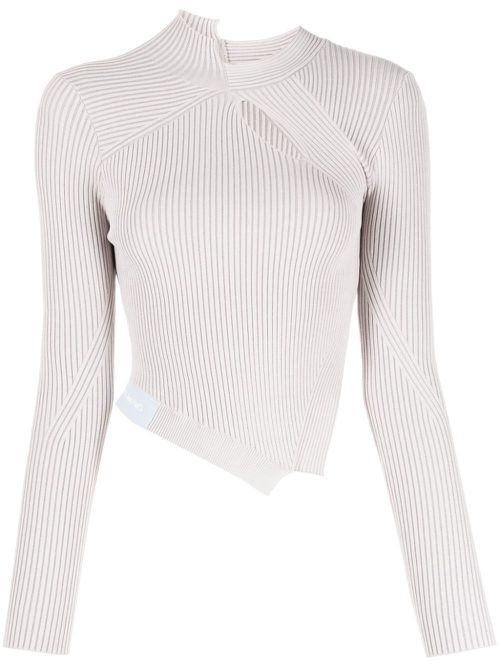 Asymmetric ribbed-knit top - Purple