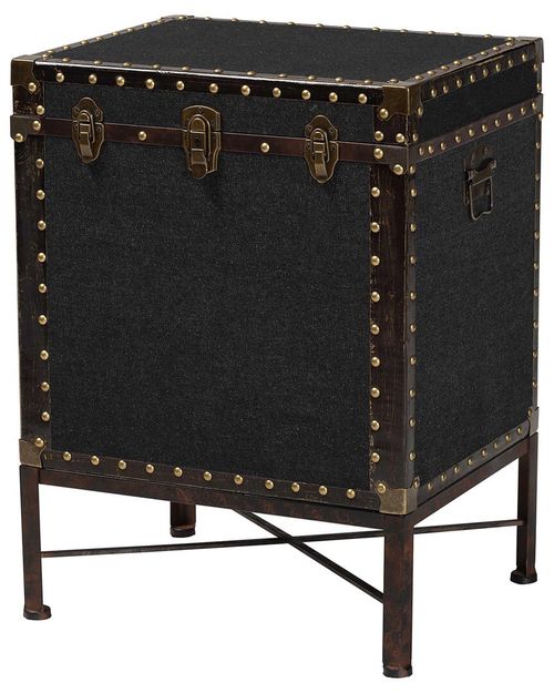 Laura Vintage Canvas Lift-Top Trunk End Table