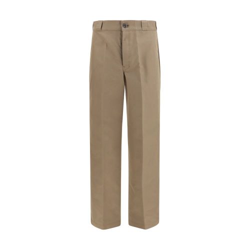 Wide-Leg Technical Canvas Trousers — Brown