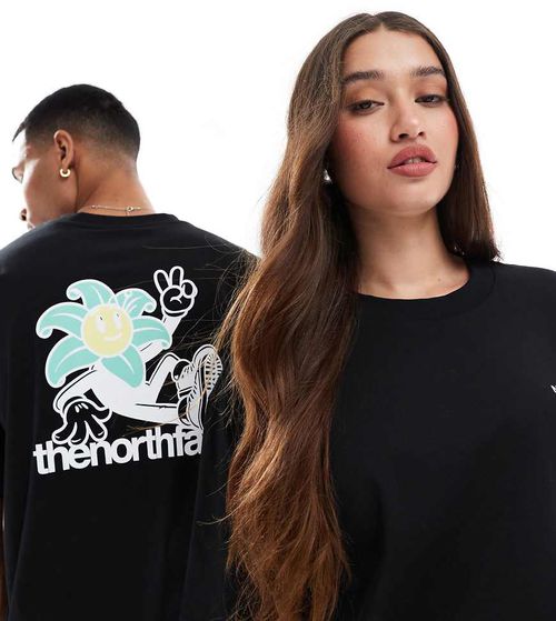 Blossom backprint oversized t-shirt in black exclusive to ASOS