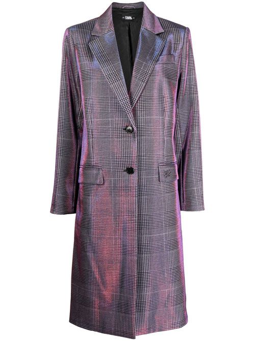 Iridescent single-breasted tailored coat - Purple