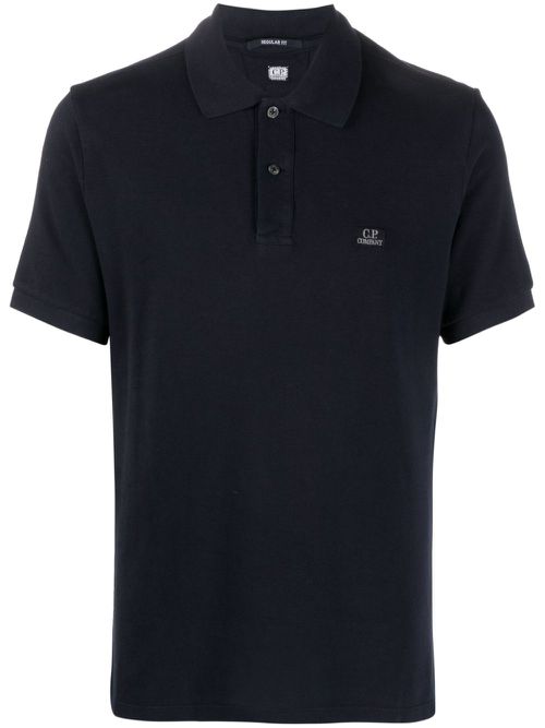 Logo-patch cotton polo shirt - Blue