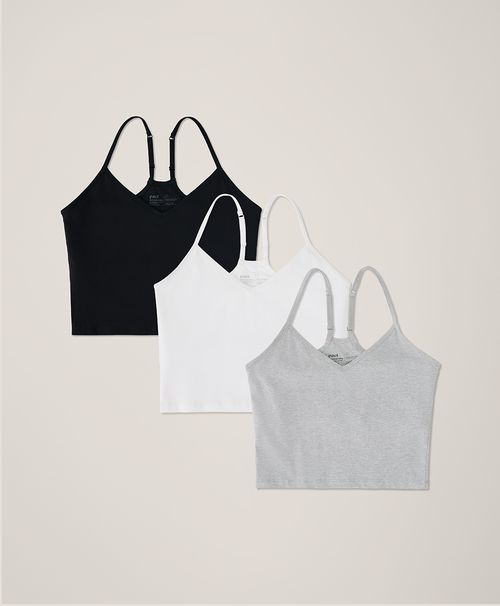 Women's Heather Basics Everyday Shelf Bra Cropped Camisole 3-Pack