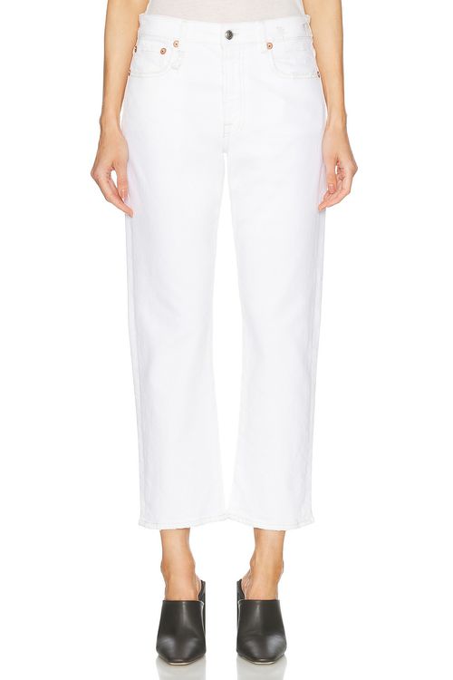 R13 Romeo Cropped Straight Leg in Aerin White Stretch - White.  31 also in 24, 25, 26