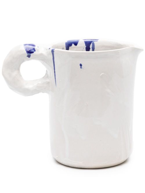 Studio paint-splatter ceramic pitcher - White