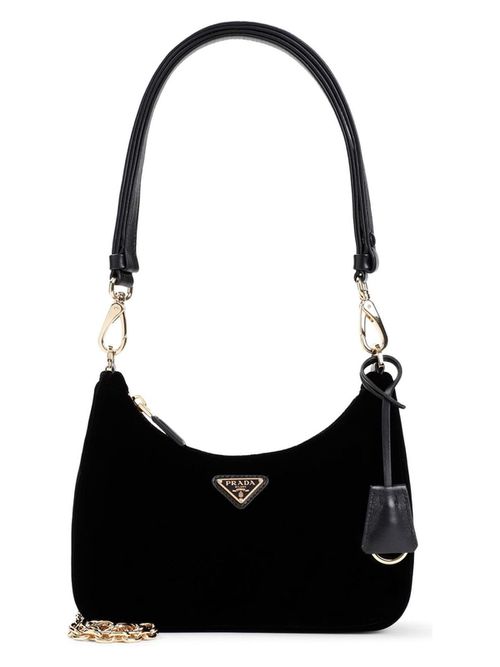 Prada Women's Velvet MiniRe-Edition Shoulder Bag in Black | 1BC204VJOO2C7Q Color F0002