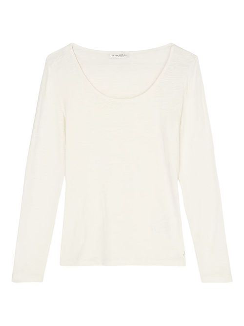 Scoop-neck long-sleeve top - Neutrals
