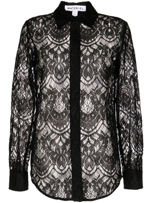 Lace-detail long sleeve shirt - Black