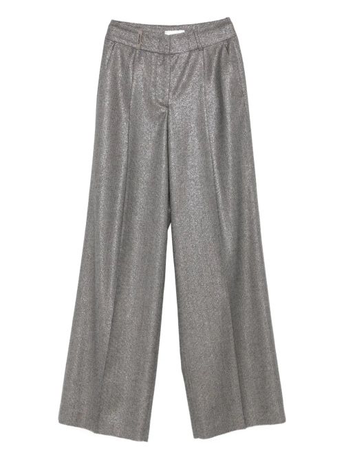 Metallic-Effect Trousers — silver