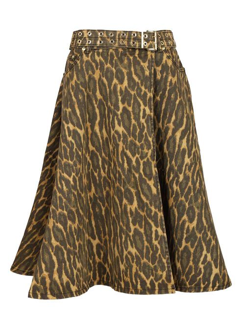 Print Denim Wrap Midi Skirt Skirts Animalier