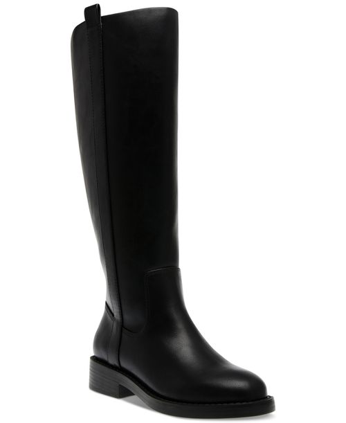 Women's Pennie Wide Calf Knee-High Riding Boots - Black Smooth