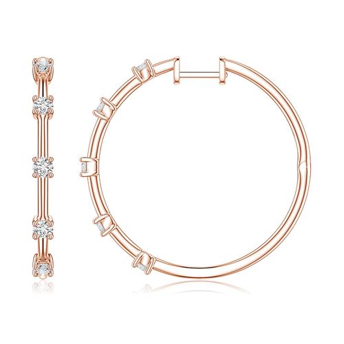 Angara 0.69 CTW Round Diamond Five-Stone Station Hoop Earrings in 14K Rose Gold