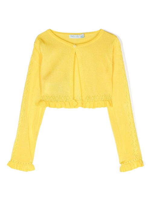 Pointelle-knit cropped cardigan - Yellow