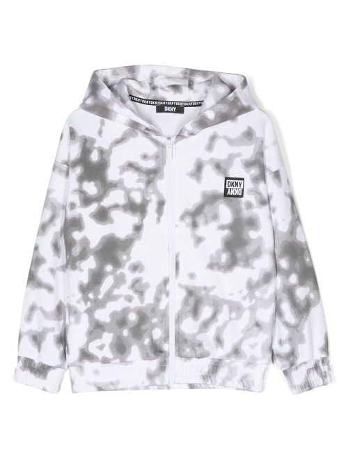 Tie-dye zip-up hoodie - White