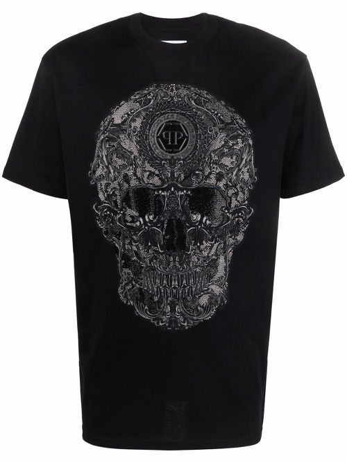 Baroque skull-print T-shirt - Black