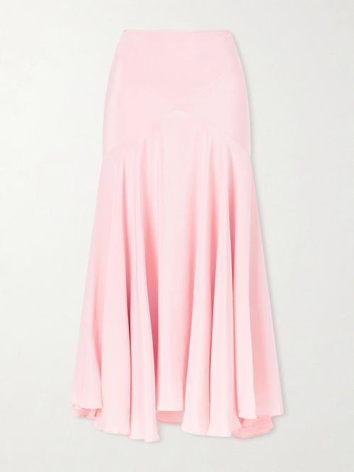Draped Silk-crepe Midi Skirt