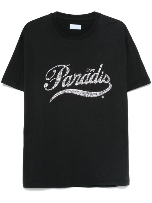 3PARADIS crystal-logo T-shirt - ブラック