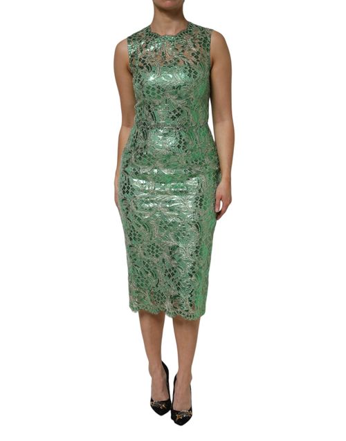 Floral Lace Sheath Dress — Green