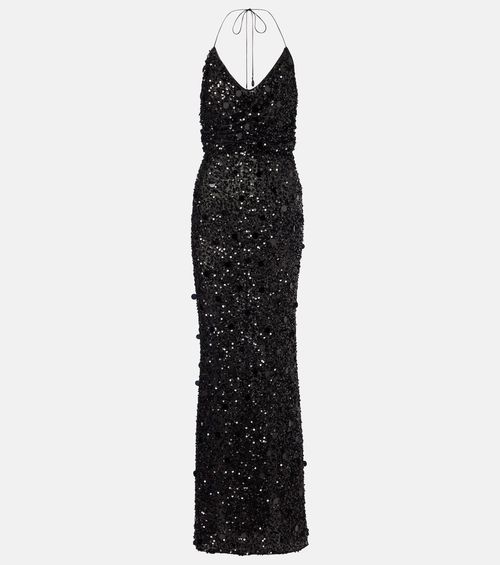 Sequined halterneck gown