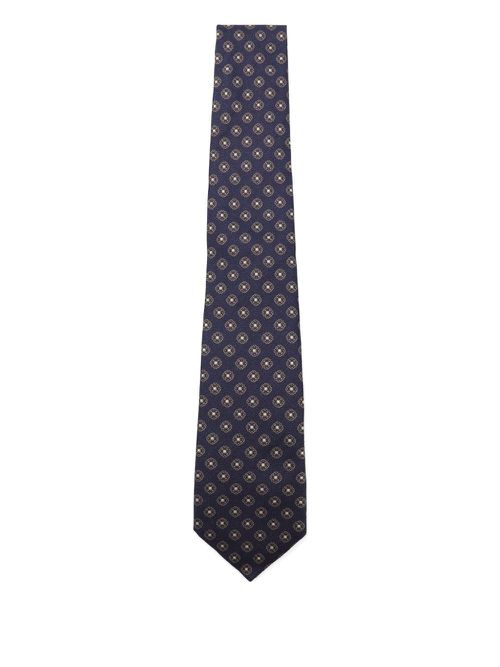 Patterned wool tie - Blue