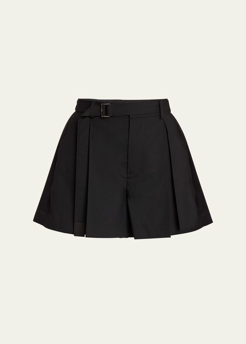 Belted Pleated Suiting Shorts
