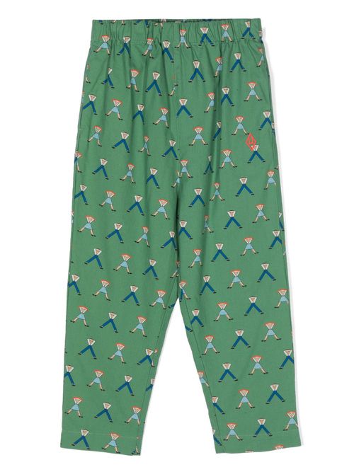 Elephant graphic-print tapered trousers - Green