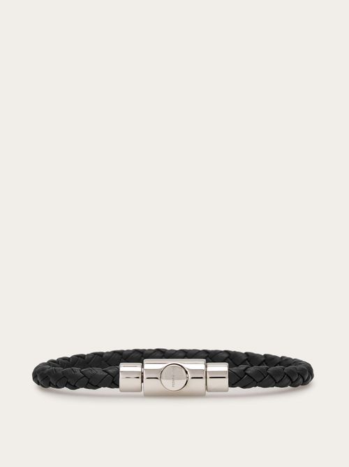Men Braided leather bracelet (20cm) Black