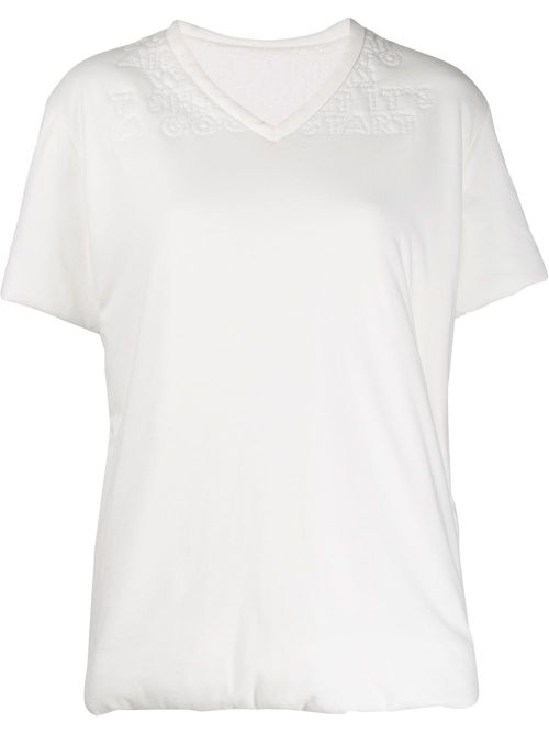Padded V-neck T-shirt - White