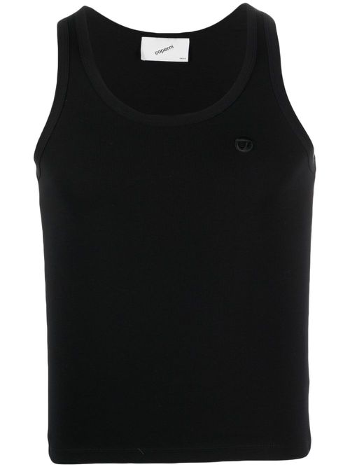 Logo-embellishment cotton tank top - Black